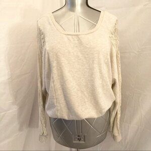 Forever 21 Cream Lace Sleeve Sweatshirt